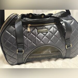 Joan & David Black Quilted Pet Carrier 18”